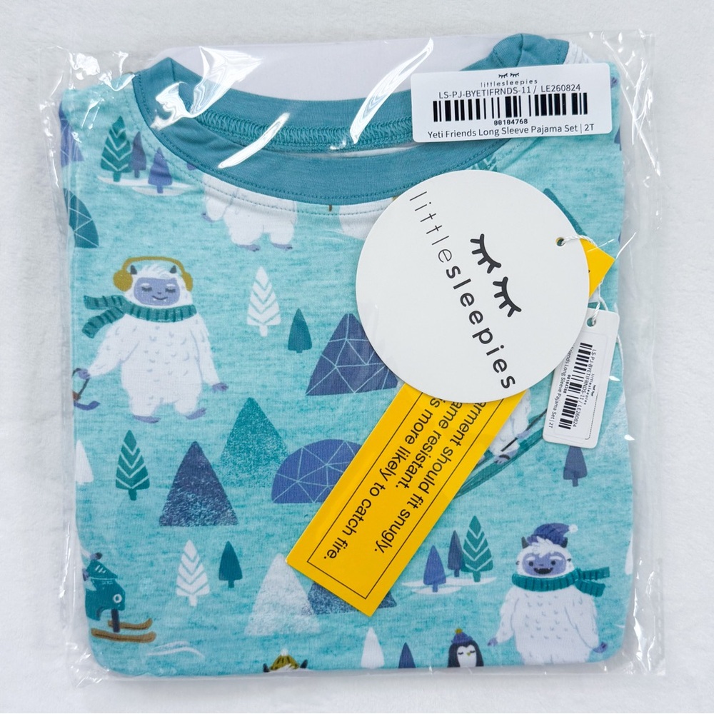 Little Sleepies Yeti Snow Day Friends Long Sleeve Two Piece Pajama Set 2T NWT